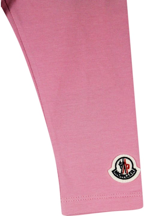 Moncler Bottoms for Baby Girls Moncler Leggings In Stretch Jersey Cotton With Elastic Waistband And Logo On The Leg
