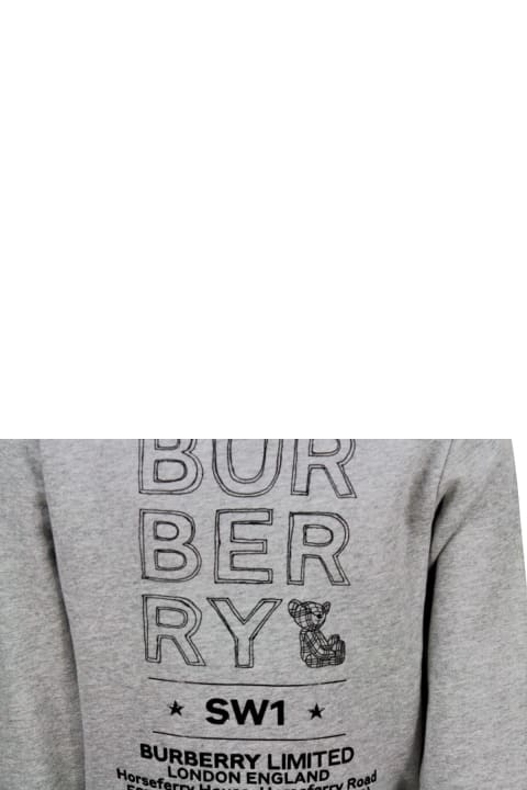 Sweaters & Sweatshirts for Boys Burberry Sponge-effect Cotton Crewneck Sweatshirt With Drawn Logo
