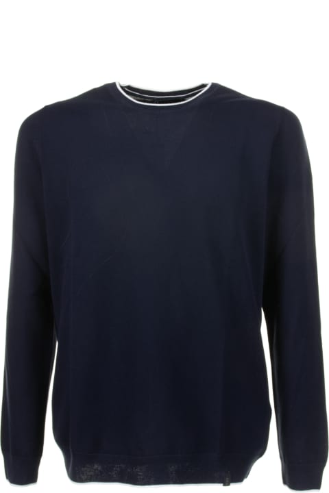 Fay for Men Fay Navy Blue Crew Neck Sweater