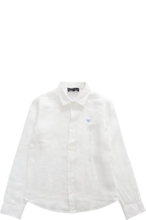 Shirts for Boys Emporio Armani Logo Embroidered Buttoned Shirt
