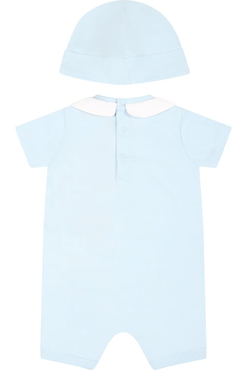 Fashion for Baby Girls Moschino Light Blue Set For Baby Boy With Teddy Bear And Logo