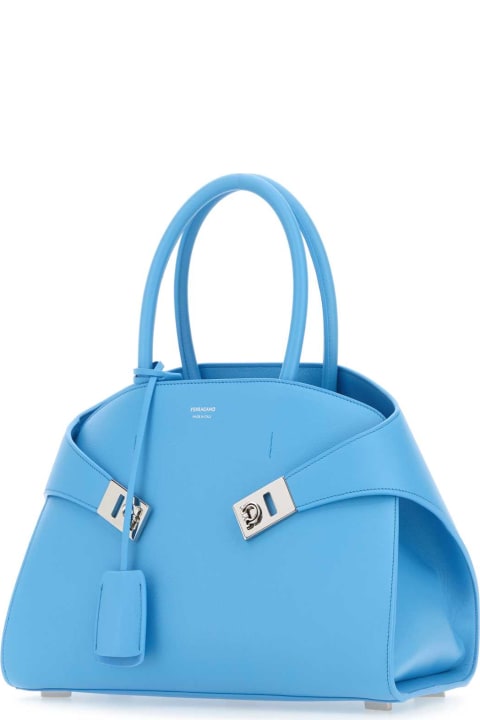 Ferragamo Totes for Women Ferragamo Turquoise Leather Small Hug Handbag