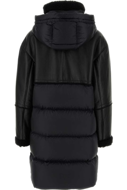 Moncler Coats & Jackets for Women Moncler Black Leather And Nylon Tana Down Jacket