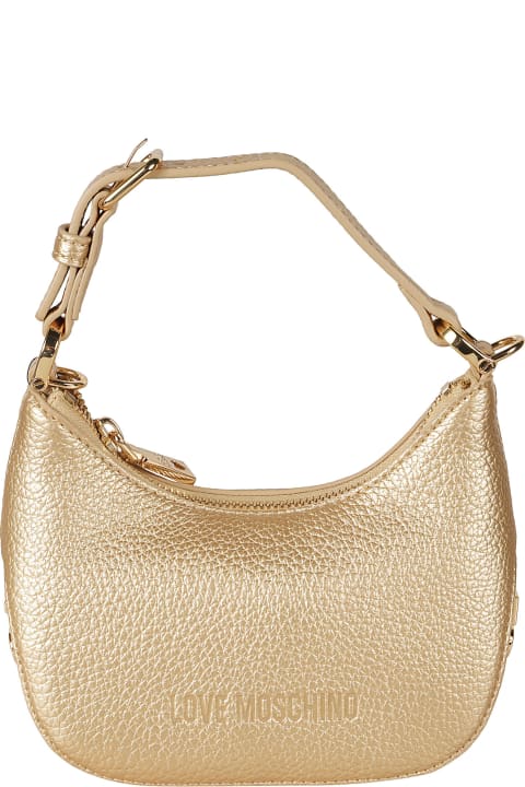 Fashion for Women Love Moschino Metallic Logo Stamp Top Zip Shoulder Bag