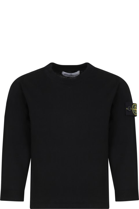 Stone Island Junior for Kids Stone Island Junior Black Sweater For Baby Boy With Compass
