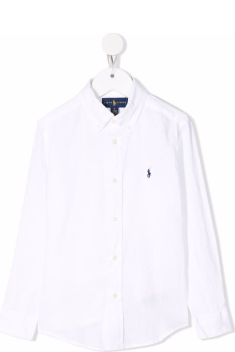 Ralph Lauren for Kids Ralph Lauren White Shirt With Logo Embroidery In Cotton Bou