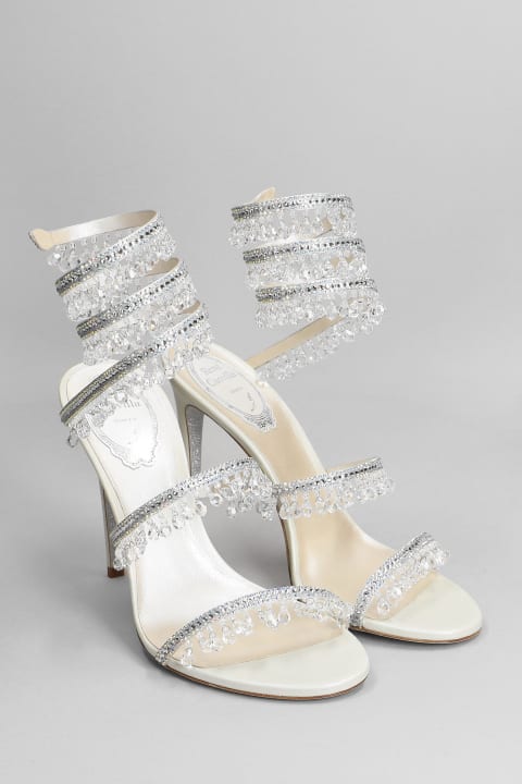 René Caovilla Shoes for Women René Caovilla Chandelier Sandals In White Satin