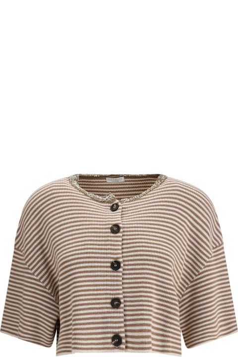 Sweaters Sale for Women Brunello Cucinelli Cropped Striped Cardigan