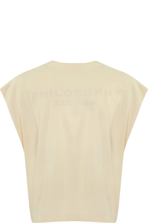 Philosophy di Lorenzo Serafini Topwear for Women Philosophy di Lorenzo Serafini Cotton T-shirt With Rhinestones