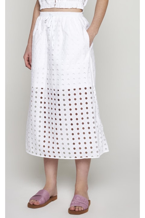 See by Chloé Skirts for Women See by Chloé Broderie Anglaise Cotton Midi Skirt