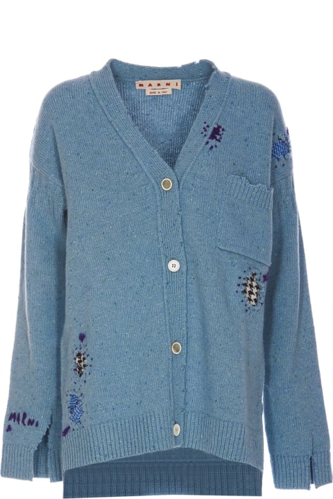 Fashion for Women Marni Logo Cardigan With Marni Mending Patches