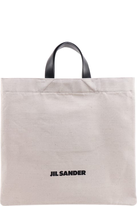 Jil Sander Totes for Men Jil Sander Ecru Cotton Blend Shopping Bag