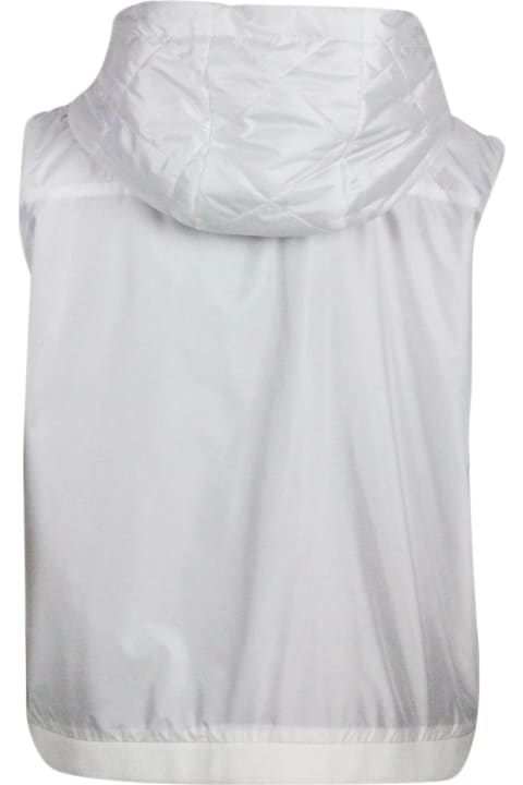 Lorena Antoniazzi Coats & Jackets for Women Lorena Antoniazzi Lightweight Quilted Sleeveless Vest In Nylon With Detachable Hood And Zip Closure
