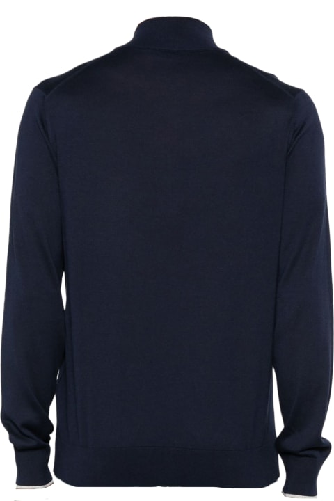 Sweaters for Men Fay Navy Blue Silk-cotton Blend Jumper