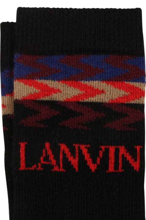 Lanvin Shoes for Boys Lanvin Black Socks For Boy With Logo
