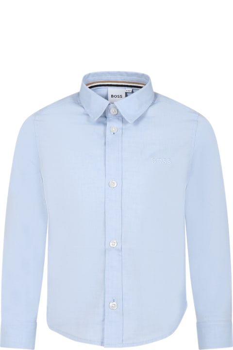 أدوات منزلية Hugo Boss Light Bue Shirt For Boy With Logo