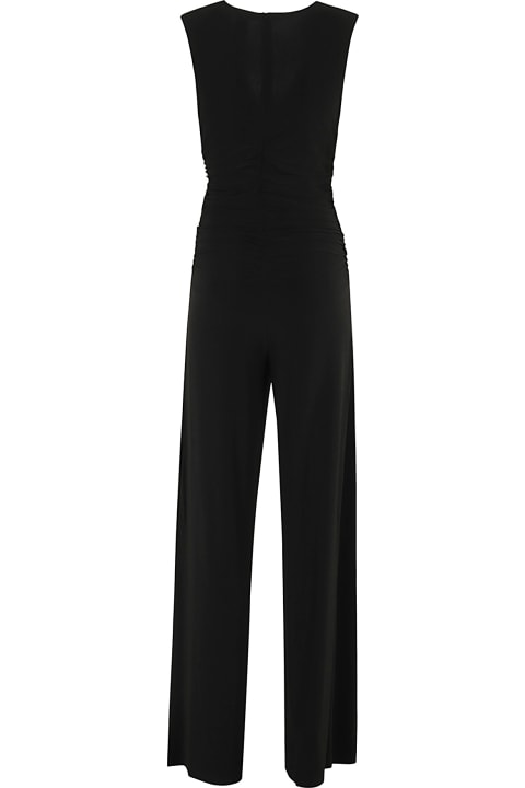 Norma Kamali Jumpsuits for Women Norma Kamali Sleeveless V Neck Shirred Waist Jumpsuit