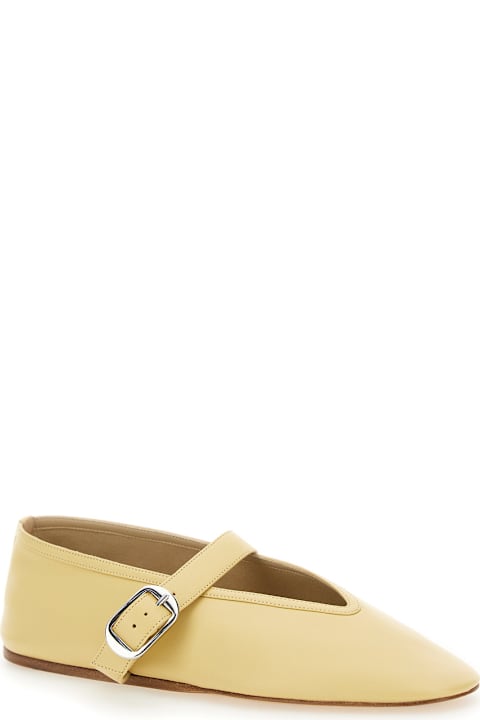 Homeware Le Monde Beryl 
stella
 Yellow Ballerinas With With Buckle Strap In Leather Woman