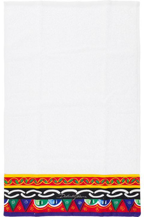 Dolce & Gabbana for Women Dolce & Gabbana Set Of 5 Multicolor Towels With Carretto Siciliano Print In Cotton Dolce & Gabbana