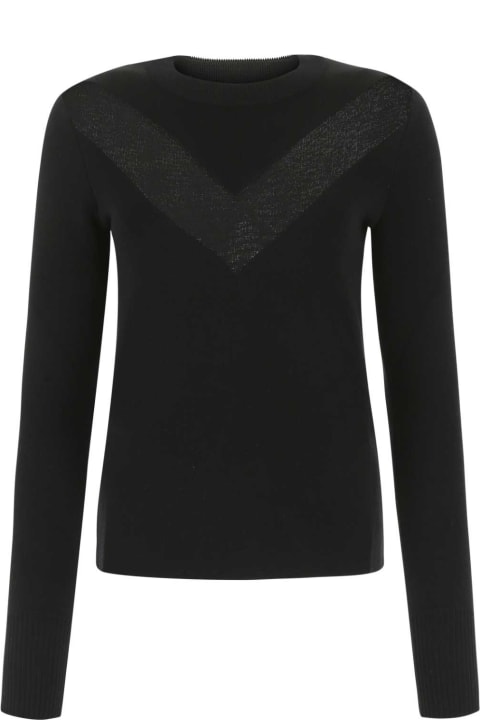Alexander McQueen for Women Alexander McQueen Black Stretch Wool Blend Sweater