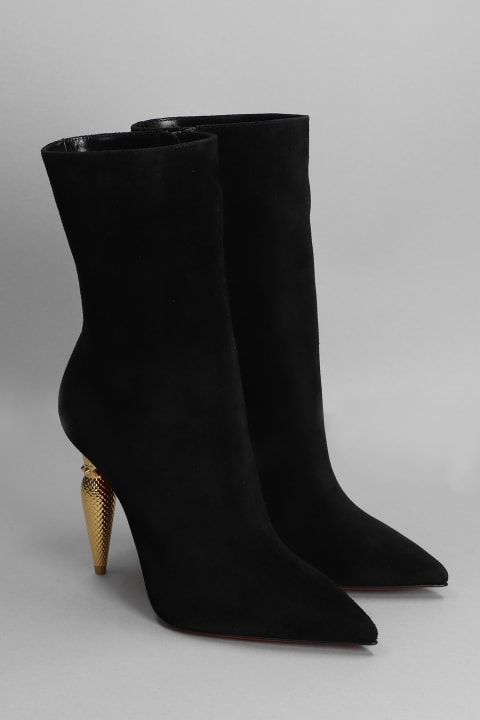 Lipbooty 100 High Heels Ankle Boots In Black Suede