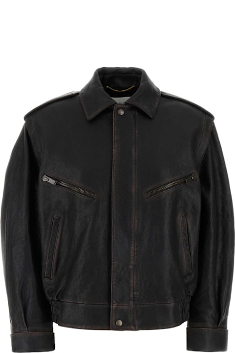 Saint Laurent for Women Saint Laurent Dark Brown Leather Jacket