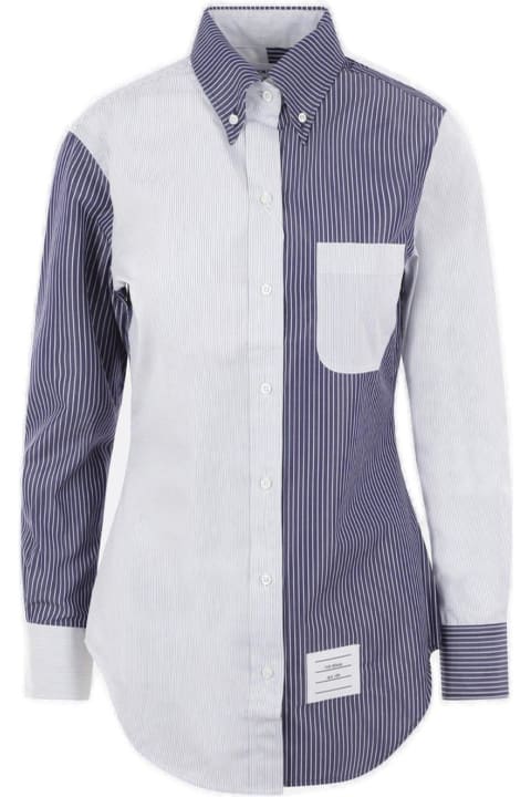 Thom Browne Topwear for Women Thom Browne Panelled Striped Button-up Shirt