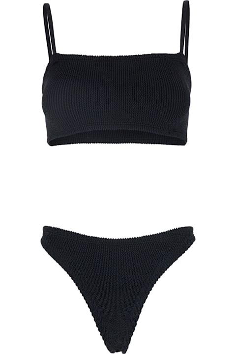 Homeware Hunza G 'gigi' Black Bikini With Square Neckline And Thin Straps In Ribbed Fabric Woman
