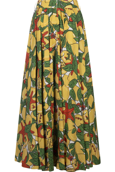 Skirts for Women Alessandro Enriquez Long Flared Skirt With Lemons Print