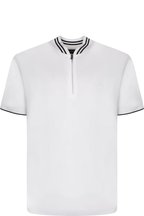 Emporio Armani Topwear for Men Emporio Armani Micro Logo White Polo Shirt