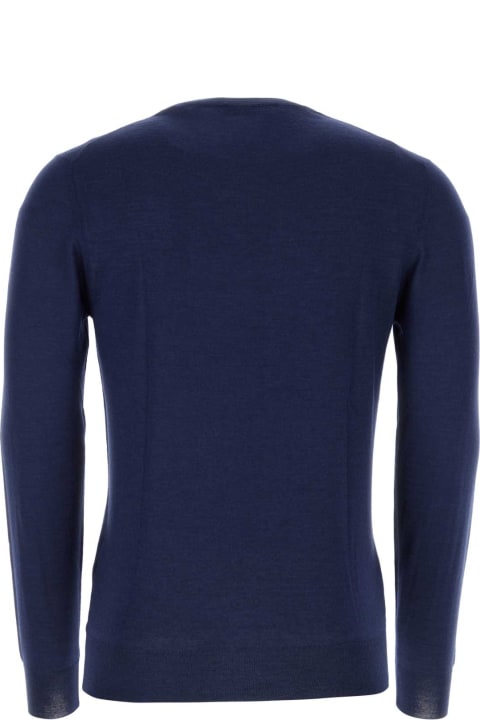 Fedeli Sweaters for Men Fedeli Blue Cashmere Blend Sweater
