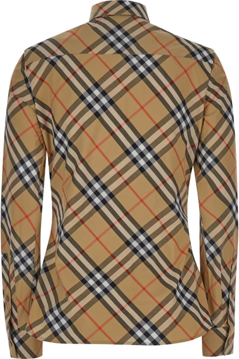 Fashion for Women Burberry Beige Shirt With All-over Burberry Check Motif In Cotton Woman