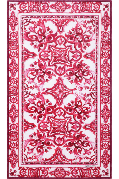 Accessories & Gifts for Baby Girls Dolce & Gabbana Towel Beach With Fuchsia Majolica Print