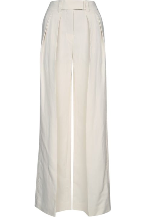 Brunello Cucinelli Pants & Shorts for Women Brunello Cucinelli Fluid Linen Twill Double Pleat Wide Leg Trouser