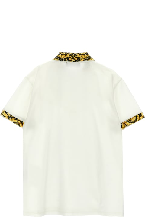 Topwear for Boys Versace 'barocco' Logo Embroidered Polo Shirt
