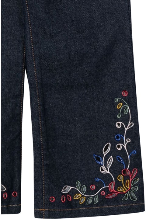 Chloé Bottoms for Girls Chloé Wide Bottom Jeans With Embroidery