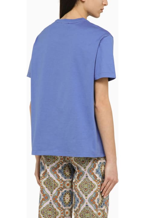 Etro Topwear for Women Etro Cornflower-coloured Crew-neck T-shirt With Logo In Cotton