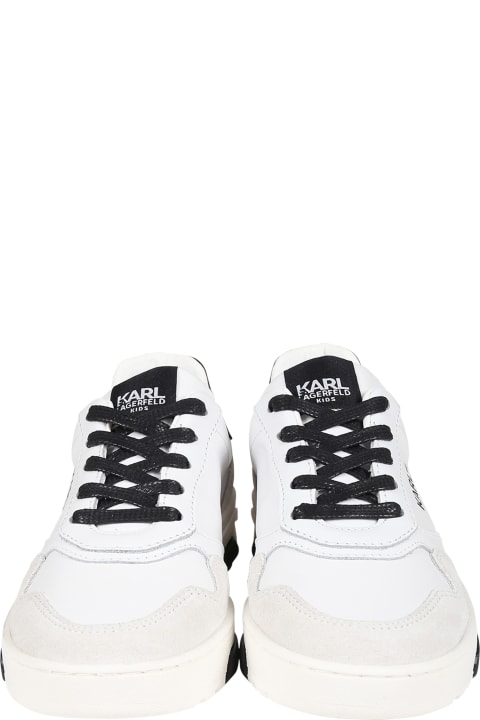 White Sneakers For Kids With Logo