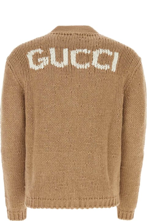 Gucci Sweaters for Men Gucci Camel Wool Cardigan
