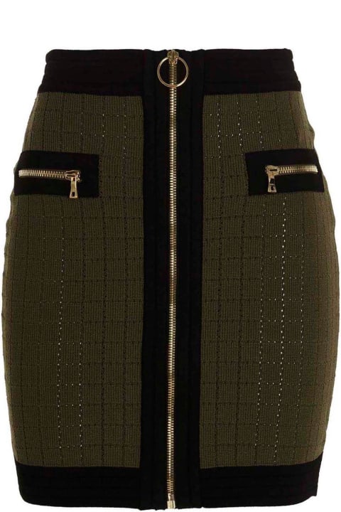 Balmain Clothing for Women Balmain Zip-up Knitted Skirt