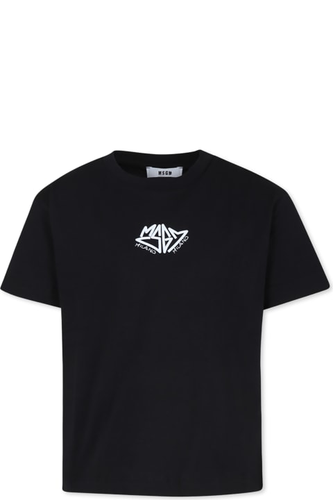 MSGM T-Shirts & Polo Shirts for Boys MSGM Black T-shirt For Boy With Logo