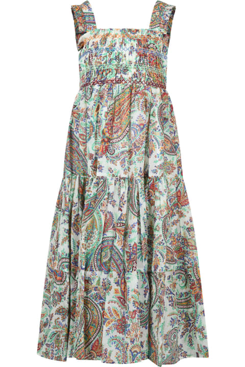 Etro for Kids Etro Ivory Dress For Girl With Paisley Pattern