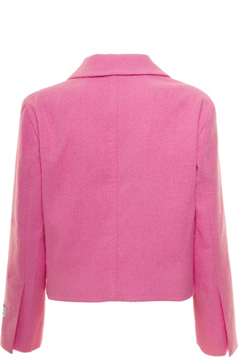 Pink Jacket With Branded Buttons In Cotton Blend Tweed Woman