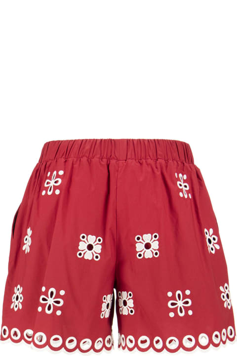 RED Valentino Pants & Shorts for Women RED Valentino Cotton Shorts With Sangallo Embroidery