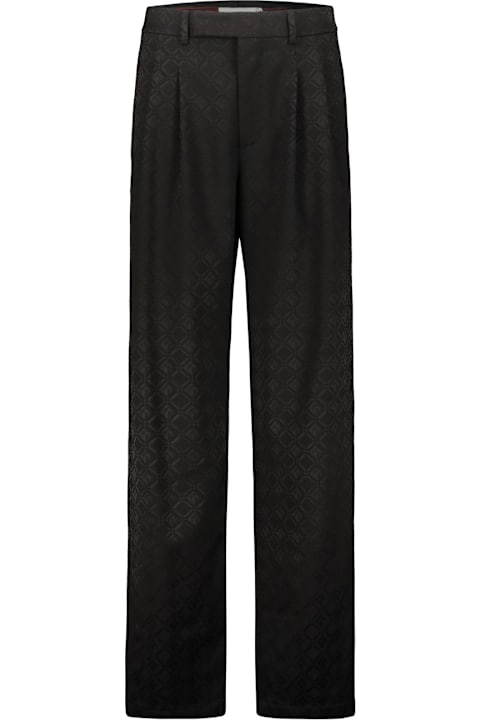 Marine Serre Pants & Shorts for Women Marine Serre Moon Diamond Jacquard Tailoring Wide Pleated Trousers