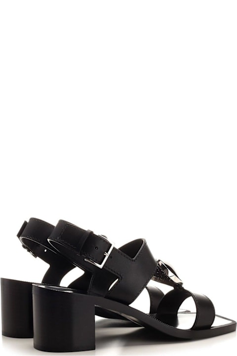 Alaia Sandals for Women Alaia Square Toe Heart Embellished Sandals