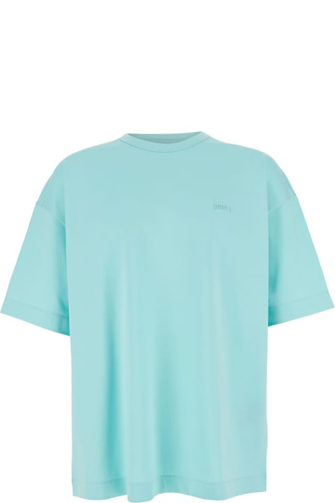 Juun.J for Women Juun.J Light Blue T-shirt With Logo Embroidered On The Front And Print On The Back In Cotton Man