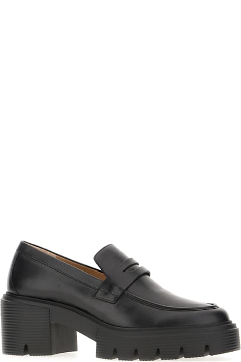 Stuart Weitzman أحذية مسطحة لـ السيدات Stuart Weitzman Black Leather Soho Loafers