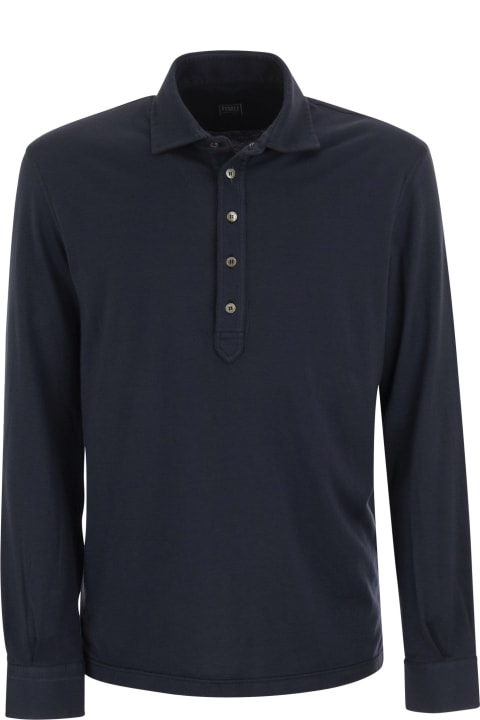 Fedeli for Men Fedeli Five - Long-sleeved Cotton Polo Shirt