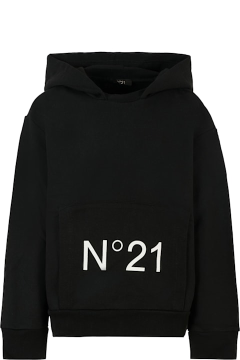 N.21 Men N.21 Black Sweatshirt For Kids With Logo
